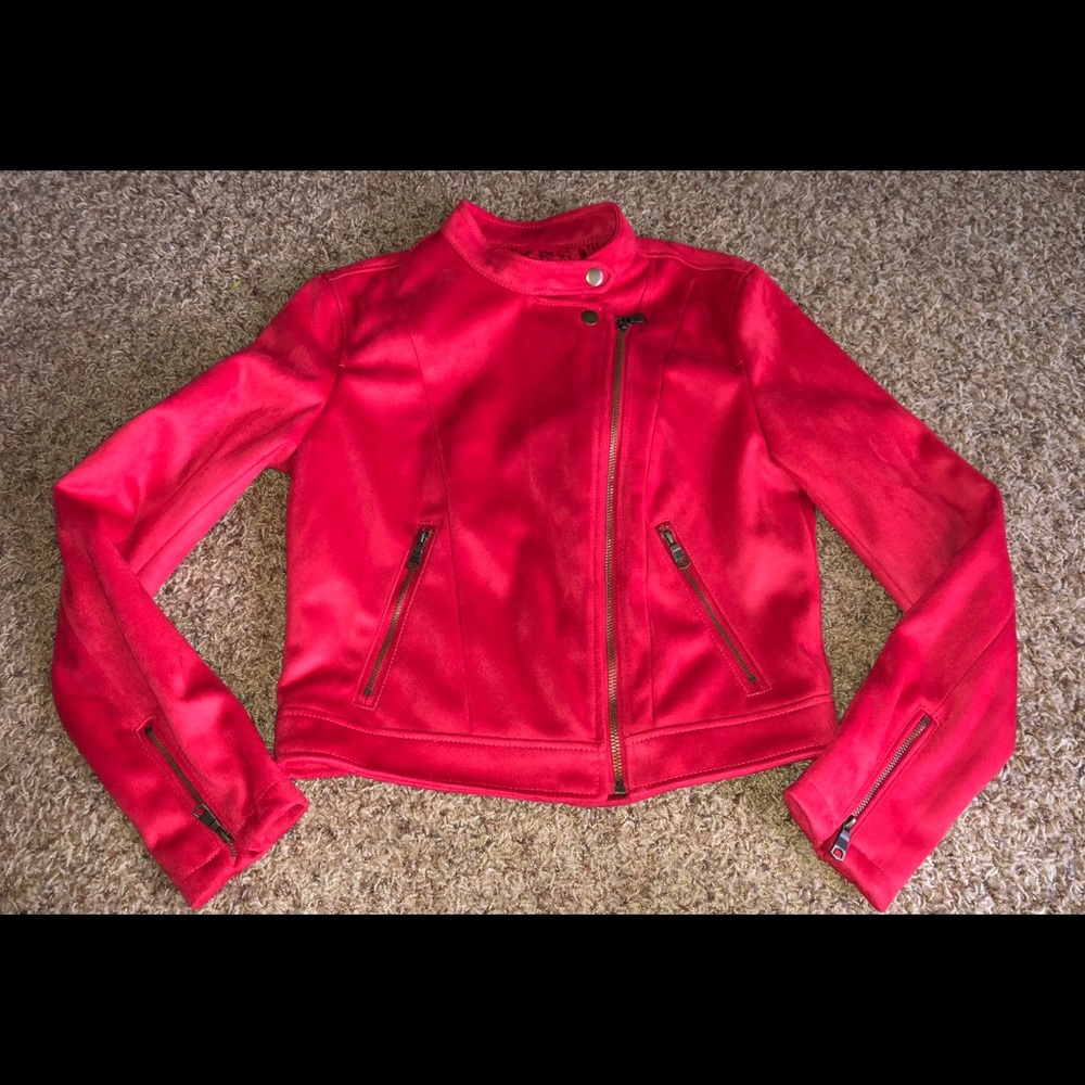 NWT Banana Republic Vegan Suede Red Moto Jacket